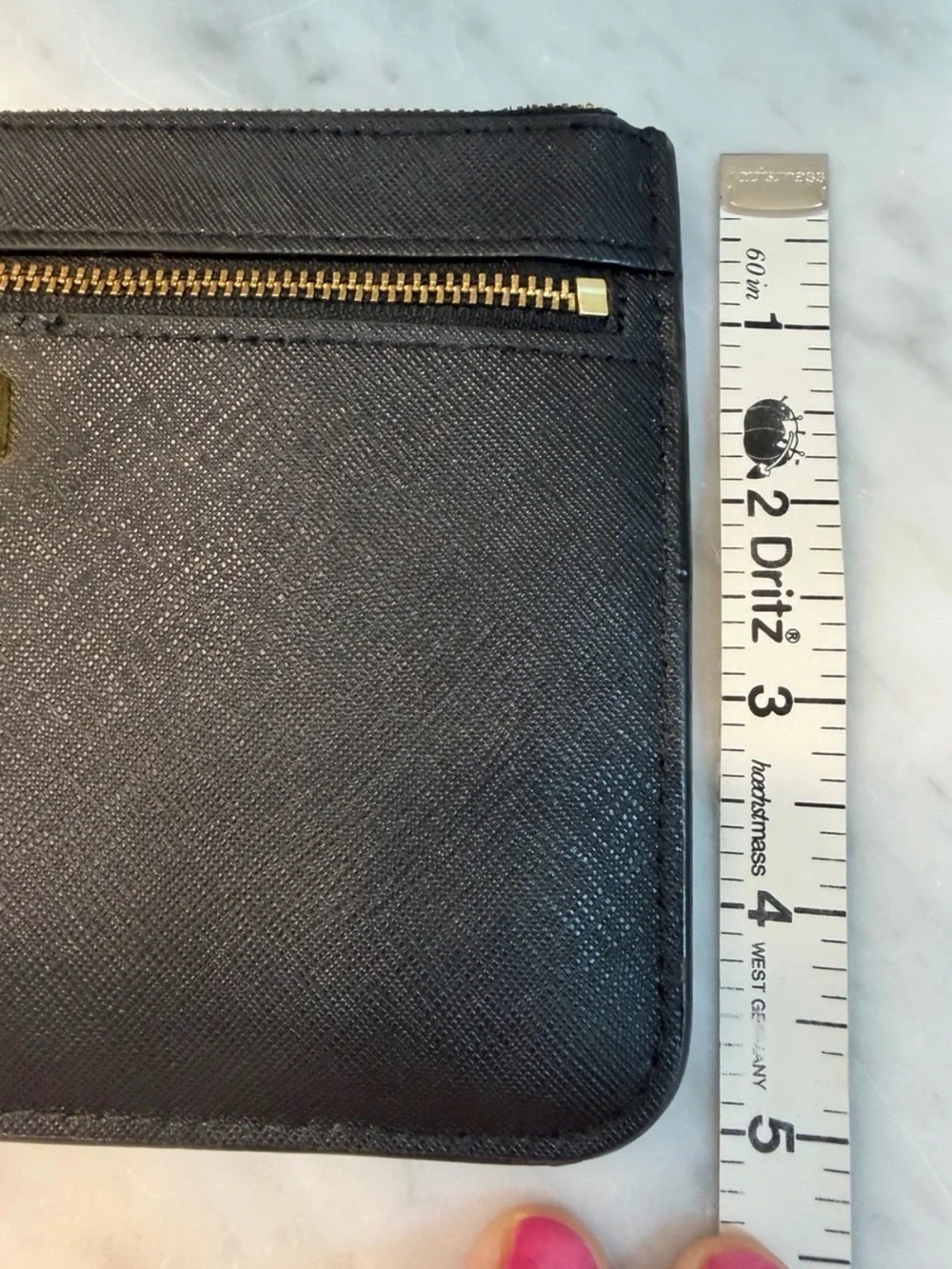 kate spade Black Leather Wristlet Clutch with Gold Hardware